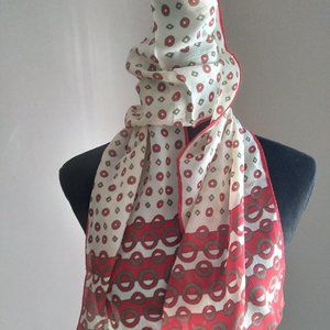 Red And White Vintage Silk Scarf  | Size OS